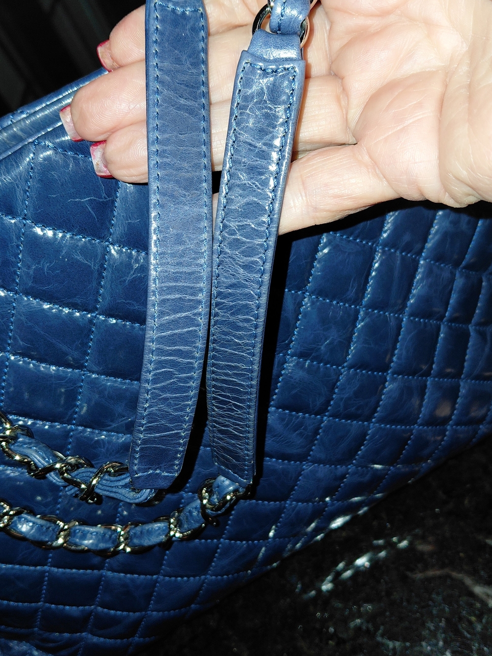 Chanel Navy Glazed Quilted Leather Just Mademoiselle Bowler Satchel Bag VGC! - Picture 9 of 16